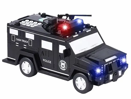 Полицейская машина Cash Truck с кодовым замком купюроприемником и отпечатком пальца Черная - фото 4