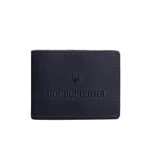 Универсальная кожаная обложка для удостоверения темно-синяя Crazy Horse - фото 6
