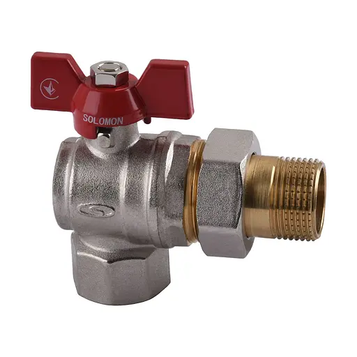 Кран кульовий кутовий з американкою Solomon 1/2″ ПОСИЛЕННИЙ B1043 - фото 1