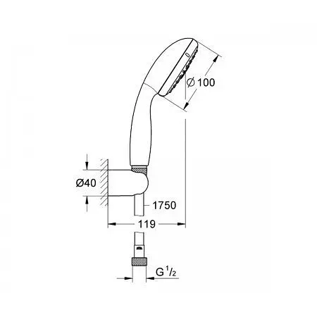 Душовий гарнітур Grohe Tempesta 27849001, Хром - фото 2
