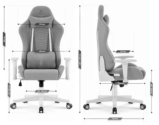 Компьютерное кресло Hell’s HC-2000 Grey-White тканевое - фото 8