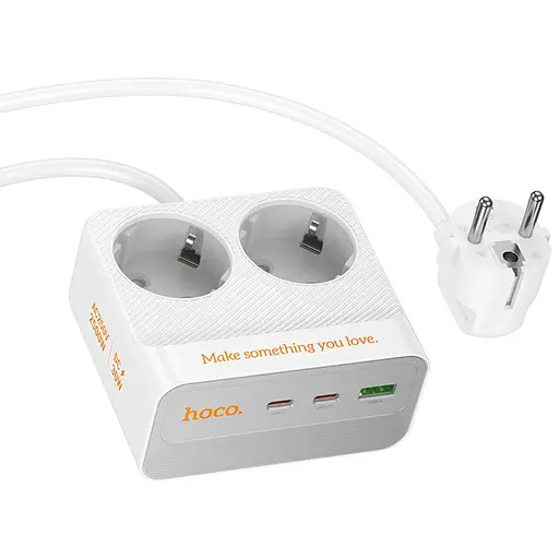 Подовжувач Hoco AC27 Descanso (PD30W/2C/1A/2xSocket) (2m) White - фото 2