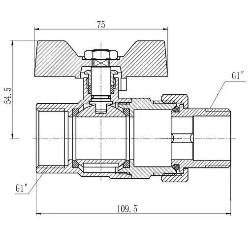 Кран кульовий Thermo Alliance "Американка" Forte 1" ВЗ прямий, метелик SF220W25 - фото 5
