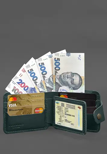 Кожаный портмоне 9.1 Зеленый - фото 3