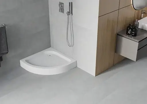 Поддон душевой низкий (полукруглый) WIZ 80х80х14 см. Акриловый с панелью и ножками - фото 2