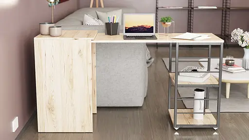 Стіл-тумба трансформер Смарт 2/2 Ferrum-decor 750x1450x600 Чорний метал ДСП Дуб Сан-Марино 16 мм (FRD-105103) - фото 9