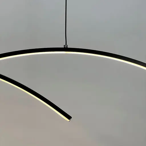 Видовжена чорна люстра із двома дугами у корпусі 120 см | Line F | Арт. MJ155-1200L BK - фото 2