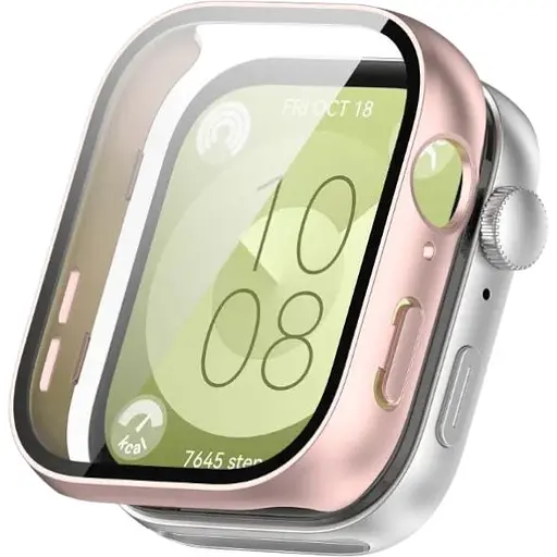 Чехол-накладка DK для Huawei Watch Fit 3 Пластик Gloss Стекло Full Cover (pink rose)