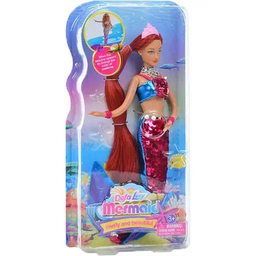 Дитяча лялька Русалка Defa 8433 Red червоний вбрання з паєтками 29 см - фото 1