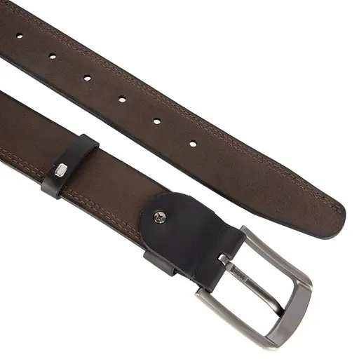 Ремінь чоловічий шкіряний коричневий SF-402 (125 см) прострочений під джинси - фото 3