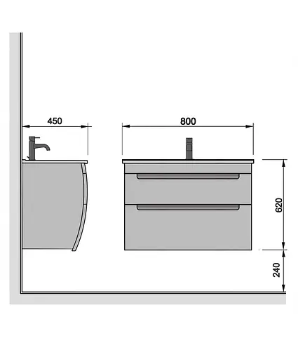 Тумба підвісна Мойдодир Trend 80-A у ванну з Creavit умивальником Su-80 Білий - фото 3