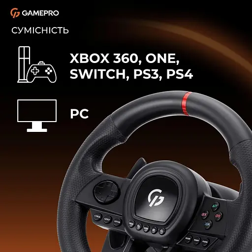 Руль и педали GamePro RW038PM с коробкой передач PC/XBOX/SWITCH/PS3/PS4 - фото 15