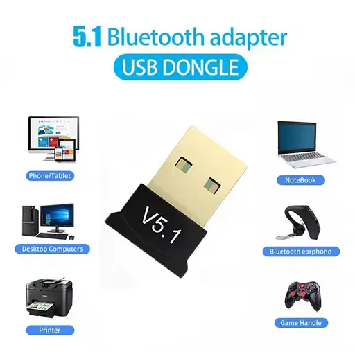 Міні USB Bluetooth 5,1 адаптер для ПК, ноутбука, миші, клавіатури, планшета, телефона, принтера, динаміка - фото 2