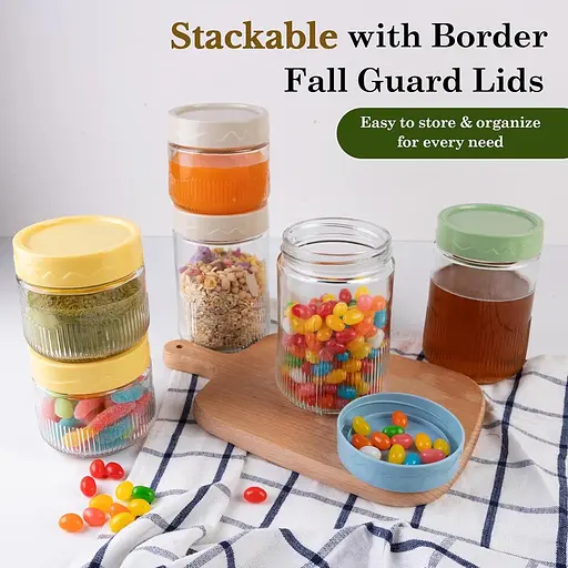 4 упаковки банок Mason по 8 унцій з кришками, скляна банка з гвинтовою кришкою, скляні банки з герметичними кришками для вівса - фото 5