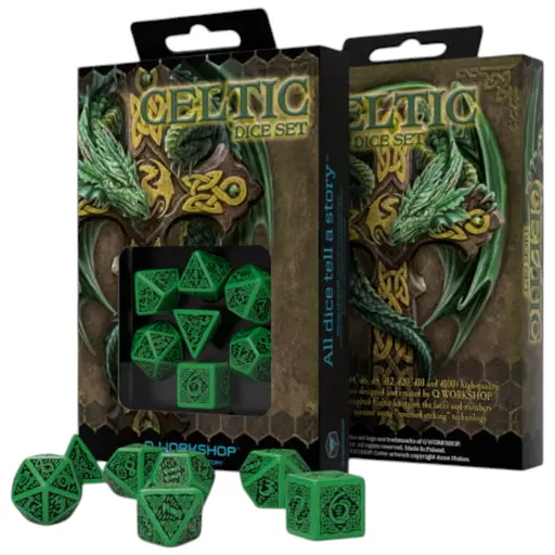 Набір кубиків Celtic 3D Revised Green & black Dice Set , 7 шт. (SCER15)