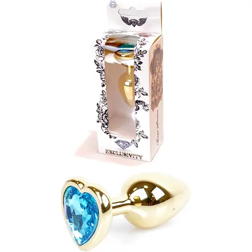 Анальна пробка Boss Of Toys Boss Series - Jewellery Gold Heart Plug Light Blue S, BS6400040, Золотий / Голубой - фото 2