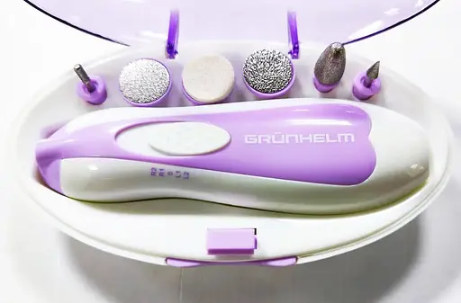 Електрична пилка шліфування з насадками Grunhelm GCR 505 набір для педикюру від батарей АА - фото 2
