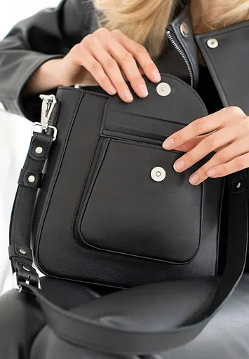 Жіноча шкіряна сумка Stella чорна - фото 7