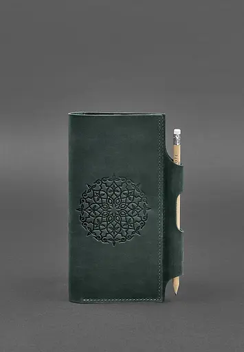 Кожаный женский тревел-кейс 3.0 зеленый с мандалой - фото 2