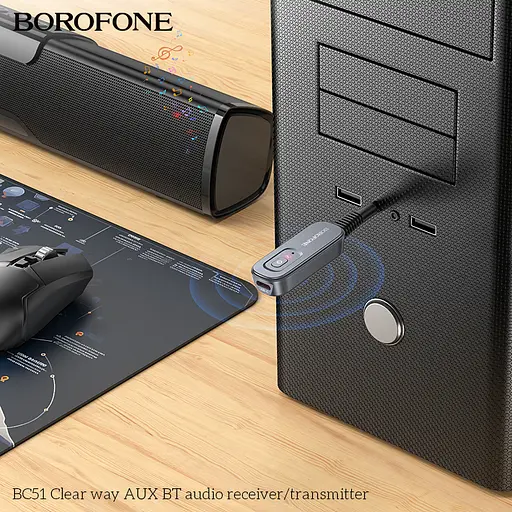 Bluetooth ресивер BOROFONE BC51 Clear way AUX BT audio receivertransmitter Metal Grey - фото 9
