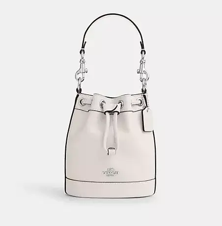 Женская кожаная сумка Bucket Bag (Белая) - фото 2