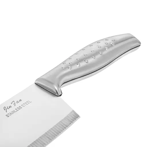 Тесак сокира сікач кухонний для обробки рубки м'яса кісток з нержавіючої сталі з рельєфною ручкою 27x8.5 см, Kitchen Master 87715 - фото 7