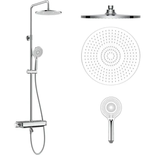 Душевая система с термостатом Imprese Centrum LX с изливом и полкой верхний душ d250 мм хром T-10260LX, Хром - фото 1