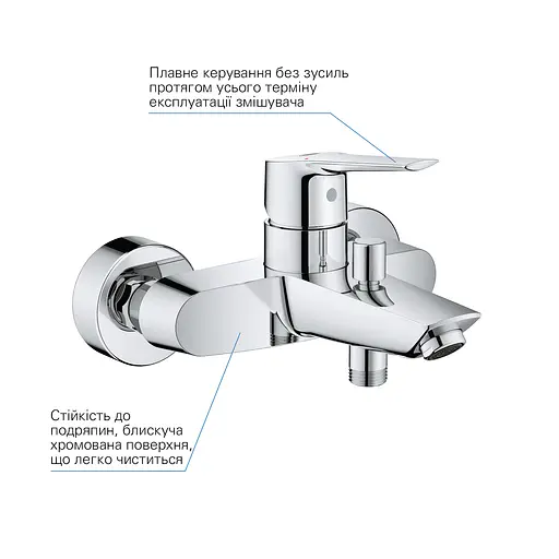 Набір змішувачів 3 в 1 для ванної кімнати Grohe QuickFix Start M-Size UA202301ME, Хром - фото 9