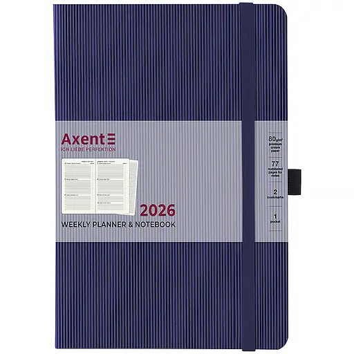 Еженедельник Axent 2026 Grand Lines 195х255 мм синий (8531-26-02-A) - фото 2