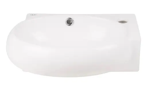 Комплект Qtap Leo: Раковина підвісна овальна права 430x285x160 мм White + Донний клапан PU02O (QT11115011RWN47333) - фото 2