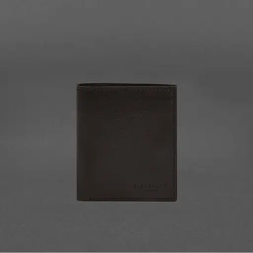 Кожаный портмоне на кнопке Brut темно-коричневый краст - фото 6