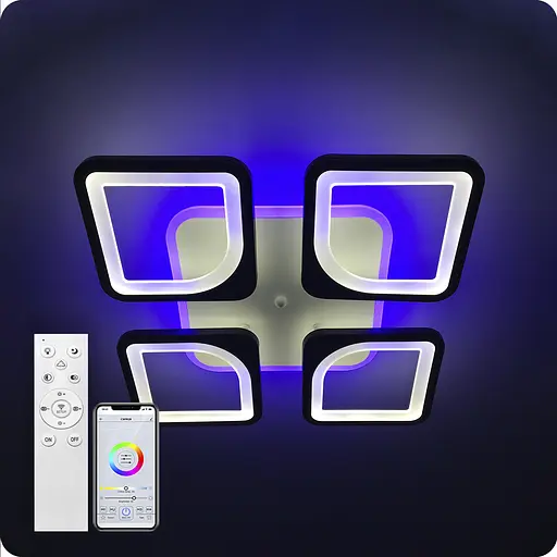 Люстра світлодіодна 517 Light 3color з пультом 96Вт Чорний (01188) - фото 9