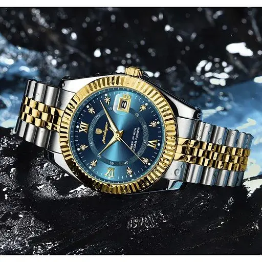 Чоловічий наручний годинник Poedagar Dublin (Сріблястий з золотистим) - фото 8