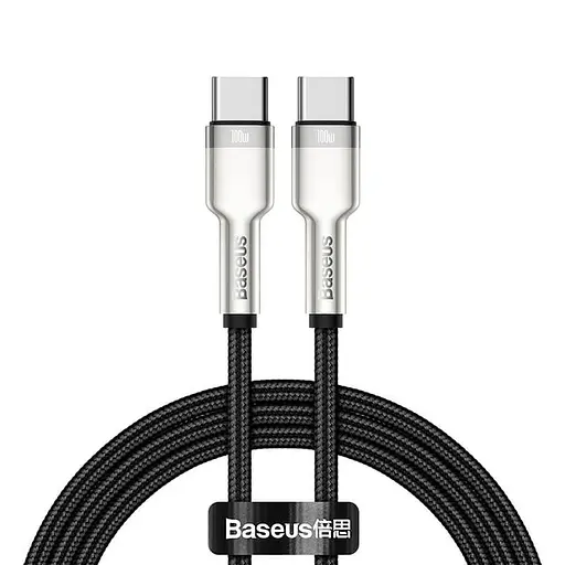 Кабель Baseus Type-C to Type-C Cafule Series Metal Data Cable 1 м 100 Вт (CATJK-C01) черный - фото 1