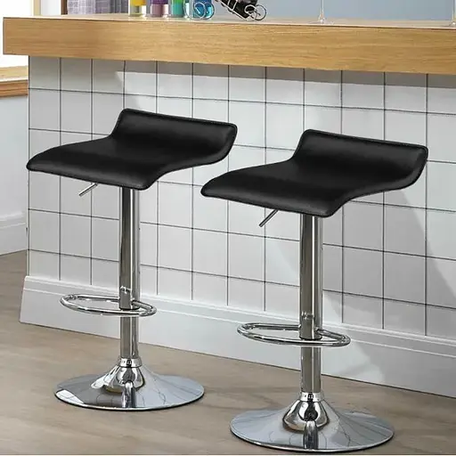 Комплект барных стульев Costway Forse экокожа с подставкой для ног черный - фото 2