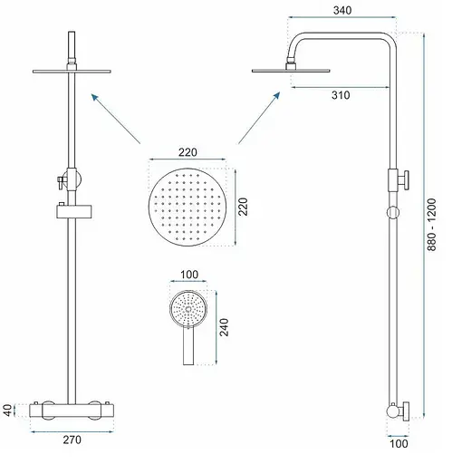 Душова система Rea Parot brushed gold з термостатом REA-P2323, Золотий - фото 6