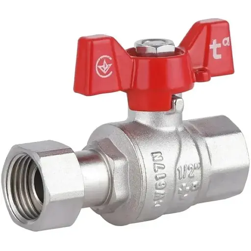 Кран шаровой Thermo Alliance Forte 1/2" ВВ прямой, PN40, с накидной гайкой, бабочка SF260W15 - фото 1