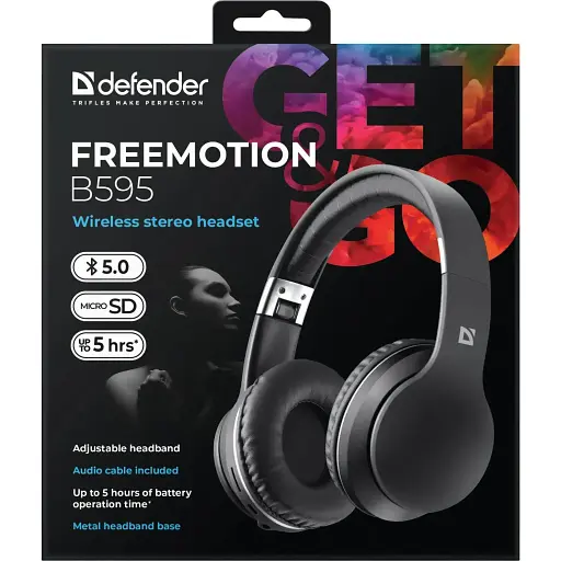 Наушники с микрофоном Defender FreeMotion B595 Bluetooth черные - фото 4