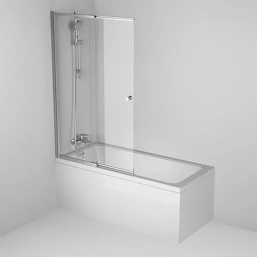 Шторка для ванни Am.Pm Like розсувна 100x150 см хром матовий WU80S-100PS-150MT, Універсальна, прозорий, хром матовий - фото 3