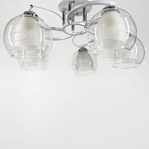 Потолочная люстра в белом корпусе на 5 двойных плафонов Ø 55 см Ст. 6634/5 WT | Line F - фото 1