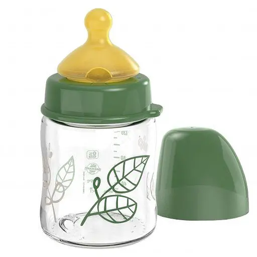 Скляна пляшка 120 мл. з широкою горловиною "Вишенька-Зелена Серія" латекс "Х" Nip - фото 1