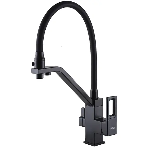 Смеситель для кухни под осмос Globus Lux PIANO GLPN-0900-10-BB черный одноручный с поворотным изливом для фильтрации воды