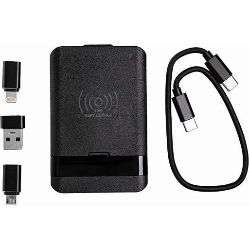 Беспроводное зарядное устройство TheGeneral Flow 15W с набором переходников USB/USB C черное (40070119-01)