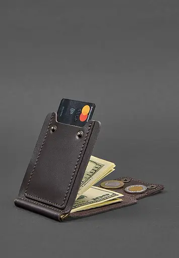 Мужской кожаный портмоне коричневый 10.0 зажим для денег - фото 3