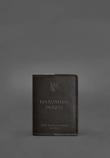 Кожаная обложка для удостоверения офицера 9.0 темно-коричневая - фото 2