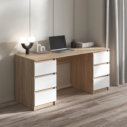 Компьютерный стол Vays R-2, письменный с 2 тумбами, 6 ящиков без ручек, ЛДСП 160×60×75 см - для дома, офиса - фото 4