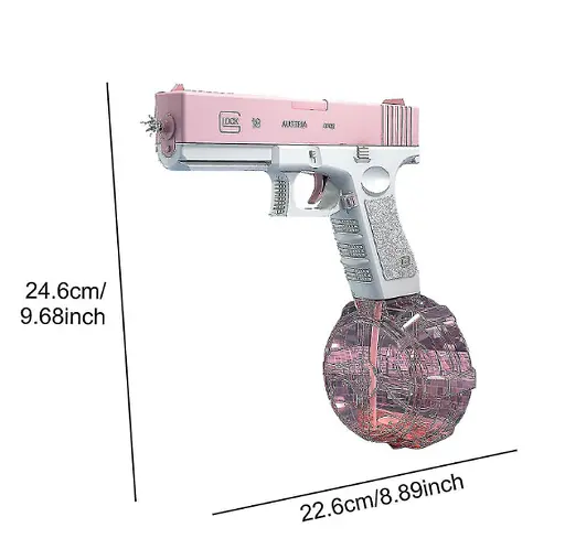 Электрический водяной пистолет высокого давления для детей и взрослых Glock Water Gun розовый - фото 3