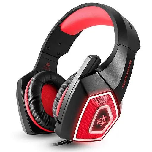 Провідна ігрова гарнітура Hunterspider Gaming with LED V1, USB, 3.5mm, 2m, black-red - фото 2