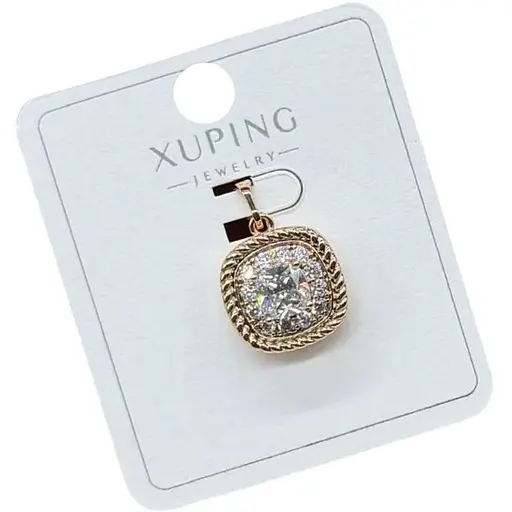 Жіночий кулон-підвіска Xuping з великим сяючим кристалом у квадратній оправі з медичного золота - фото 1
