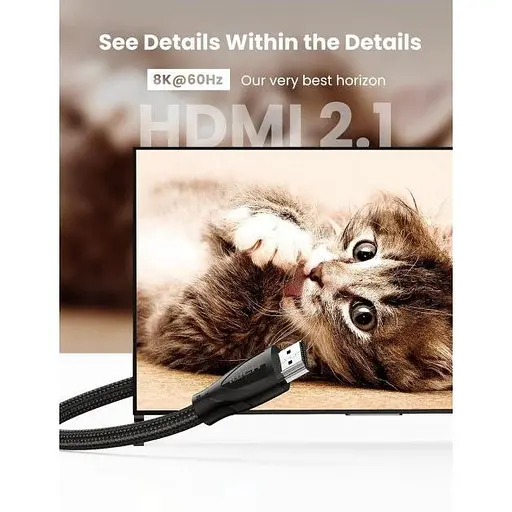 Кабель Ugreen HDMI to HDMI V2.1 8k Braided Cable 2m HD140/80403 [67501] - фото 4